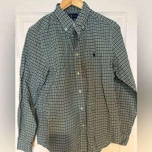 Ralph Lauren Navy & Green button down shirt. Boys Size 20. Like new!
